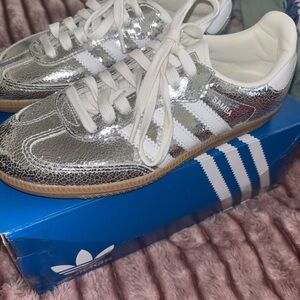 Adidas Metallic Silver Sneakers
